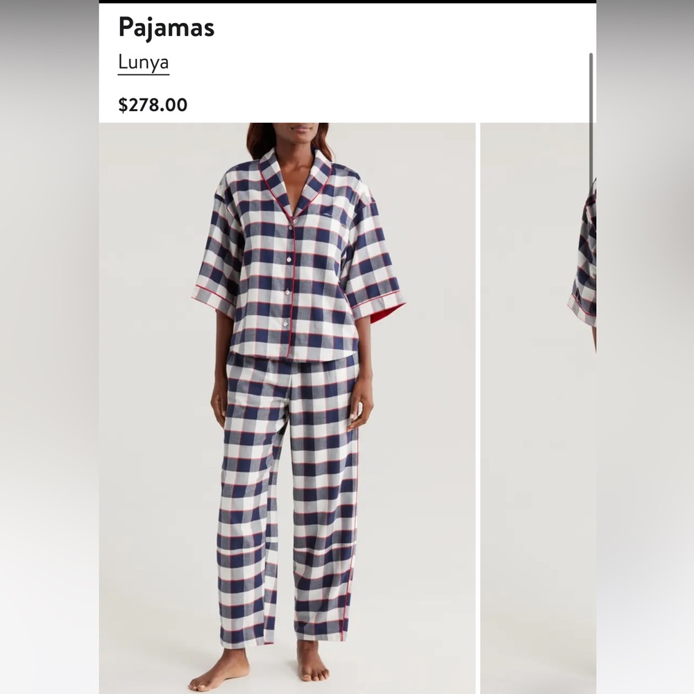 LUNYA Check Cotton & Modal Flannel Pajamas